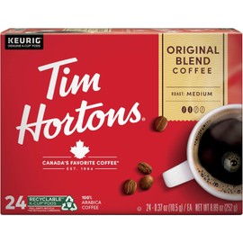 Tim Hortons Original Blend, Medium Roast Coffee, 24 Count (Pack of 1), Red