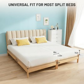 Spongiduits 3-in-1 Split King Bed Bridge with Removable Washable Cover, Twin XL to King Converter Kit for Adjustable Beds, 8 Inch Mattress Gap Filler with Fitted Sheet, No-Slip Bed Connector, White