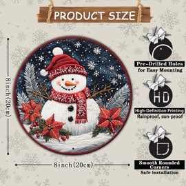 GJXFTPTTBD Round Christmas Snowman Decor Metal Tin Sign for Door Hanging Sign for Home Bars Clubs Cafes 8 * 8 in