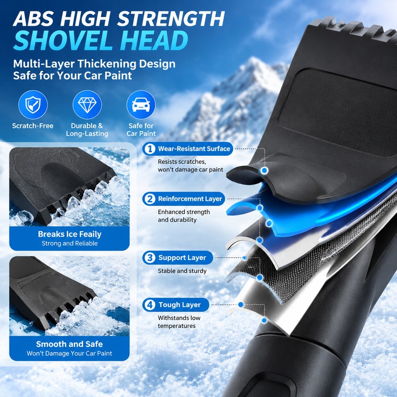 Extendable Car Snow Shovel Ice Scraper Winter Auto Windshield Cleaner