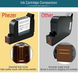Phezer Original 42ml Black Quick Dry Solvent Ink Cartridge Replacement for 0.5inch/12.7mm Handheld Inkjet Printers P15 / P16 / P18 (Black)