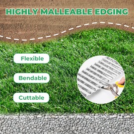 HIRALIY Corrugated Metal Silver Garden Edging 6" x 20Ft, Landscape Sturdy Edging Border for Lawn, Garden Fence, Flower Bed