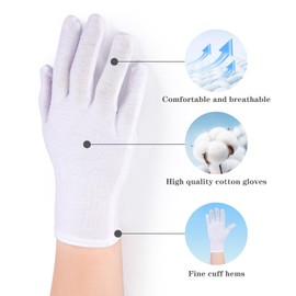 AovYoo 3 Paar Baumwollhandschuhe Weiße Feuchtigkeitsspendende Handschuhe, Dünne Neurodermitis Arbeitshandschuhe, Elastische Stoffhandschuhe für Trockene Hände