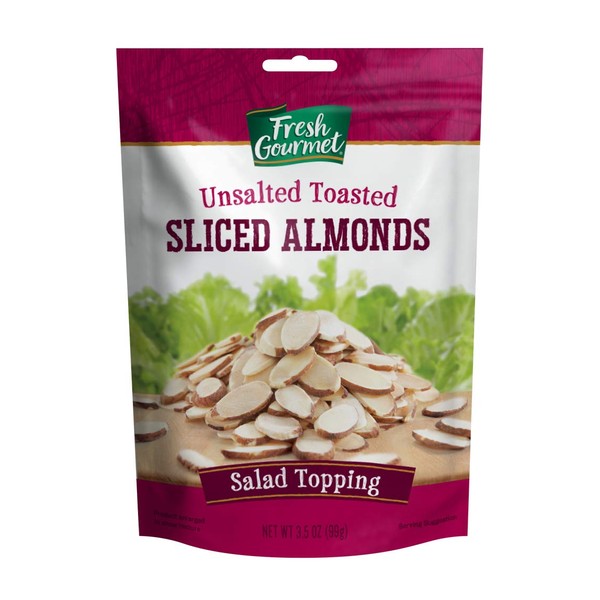 Fresh Gourmet Sliced Almonds | Toasted Flavor | 3.5 Ounce, Pack of 9 | Crunchy Snack and Salad Topper