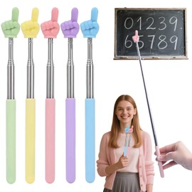 5Pcs Retractable Teacher Pointer Stick,Hand Finger Pointers Teacher Supplies Mini Pointy Multicolor Telescopic Pointer for Teacher Classroom Elementary Kindergarten Supplies Reading Presentation