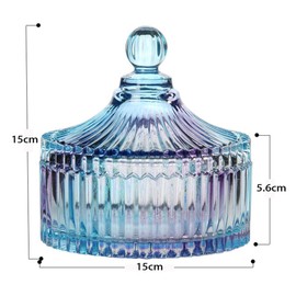 CHOOLD Luxury Colorful Tent Shaped Crystal Candy Jar with Lid,Clear Glass Apothecary Jar Wedding Candy Buffet Jar Food Jar - 24 oz