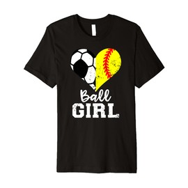 Ball Girl Heart Funny Soccer Softball Girl Premium T-Shirt