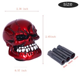 Bashineng Skull Shift Knob Transmissions Gear Shifter Stick Handle Shifting Lever Fit Most Manual Automatic Cars Truck SUV (Red)