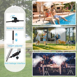 Standing Misters for Outside Patio, 2024 Misters for Outside Patio, Outdoor Adjustable Standing Mister with 32.8FT(10M) Water Supply Line, Mister Cooling System for Backyard,BBQ, Patio Cooling