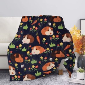 HUGS IDEA Thin Fleece Bedding Blanket for Kid Boys Girls Lovely Cartoon Guinea Pig Ultra Lightweight Cozy Throw Blanket for Sofa Couch Living Room