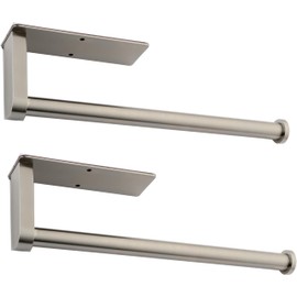 LJLB Space-Saving Stainless Steel Paper Towel Holder for Kitchen and Bathroom, Self-Adhesive or Screws Installation, Brushed Nickel Finish, 12 Inch, 2 Pack