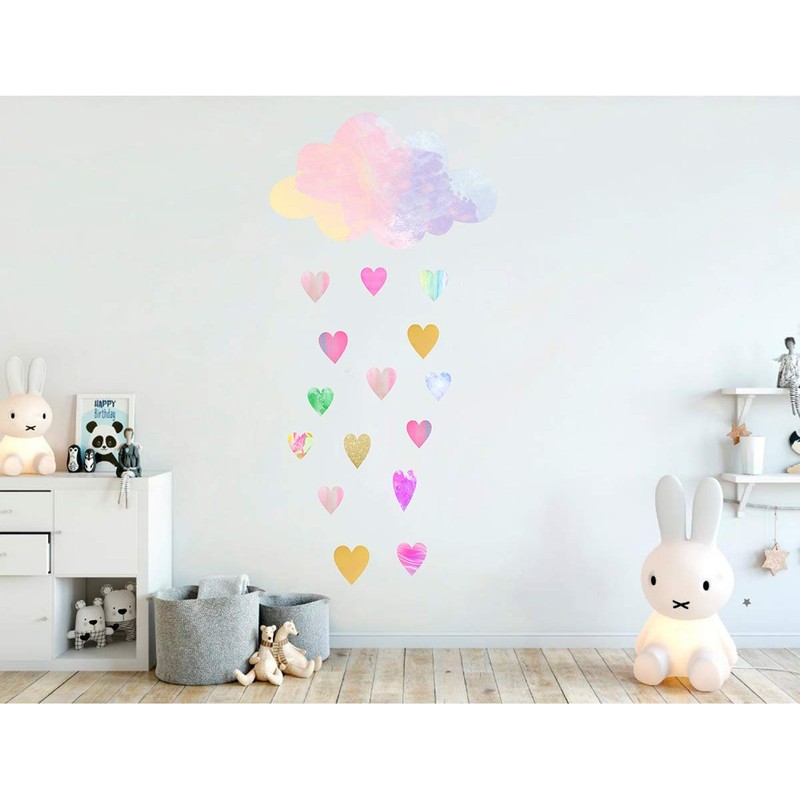 Easu Rainbow Wall Decal Girls Bedroom Decor (Heart)