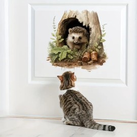 TOLOVIS Hedgehog Tree Toilet Cover Sticker Decals,Flower leaf bird Waterproof Toilet Lid Tank Seat Decals Cistern Self-Adhesive Bathroom Wall Sticker, TOLOVIS-001