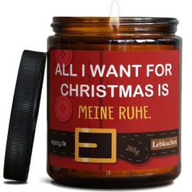 Originelle Weihnachts Duftkerze mit Spruch zu Weihnachten | Handgemacht in Berlin | In Geschenkbox | Witzige & Freche Weihnachts Geschenk Kerze Familie Lehrer Idee Tischdeko |Lebkuchen