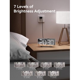 Digital Clock for Living Room, Slim LED Mirror Digital Alarm Clock with 2 USB Ports, Dual Alarms, 12/24H, Large Display with Diming Mode, Modern Electronic Clock for Bedroom Home Office Desk Decor