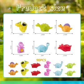 Kotkiddy Pack of 90 Mini Resin Dinosaurs, Mini Resin Dinosaurs, Small Dinosaurs, Colourful Dinosaurs, Tiny Dinosaur Miniature Figures for Aquarium, DIY Landscape