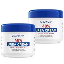 OUKEYA Urea Cream,NEW FORMULA Urea Cream 40 percent for Feet Maximum Strength,Dry Cracked Treatment Lotion for Knees & Elbows,Foot Dead Skin Cuticle Callus Remover Toenail Softener,5.29 oz（2 Packs