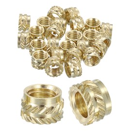Sourcing Map Knurled Insert Nuts, 25pcs M6 x 5mm L x 8mm OD 3D Printing Brass Female Threaded Inserts Heat Set Embedment