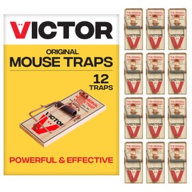 Victor Mouse Traps M150-12, Metal Pedal, Sustainably Sourced FSC Wood, Wooden Mouse Traps - Pack of 12