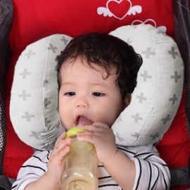 KAKIBLIN Baby Support Pillow, Head and Neck Support,Banana Neck Pillow for Baby, Travel Pillow for Stroller Neck Support, Adjustable Head Pillow for Kids Toddler,Grey Cross