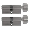 2x Knob Cylinder KD 80 mm 40/40 Simultaneous Locking with