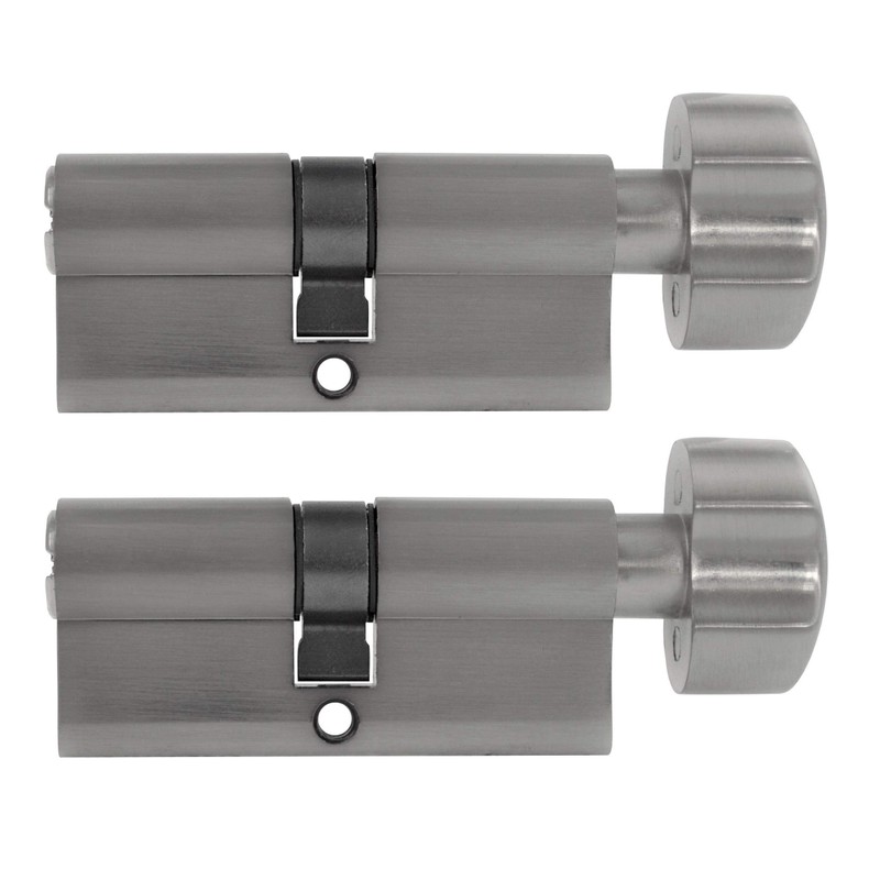 2x Knob Cylinder KD 80 mm 40/40 Simultaneous Locking with
