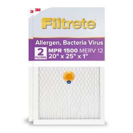 Filtrete 20x25x1 AC Furnace SMART Air Filter, MERV 12, MPR 1500, Track Filter Life With Bluetooth Enabled Sensor, CERTIFIED asthma & allergy friendly, 2-Pack (Actual Size 19.719x24.688x0.78 in)