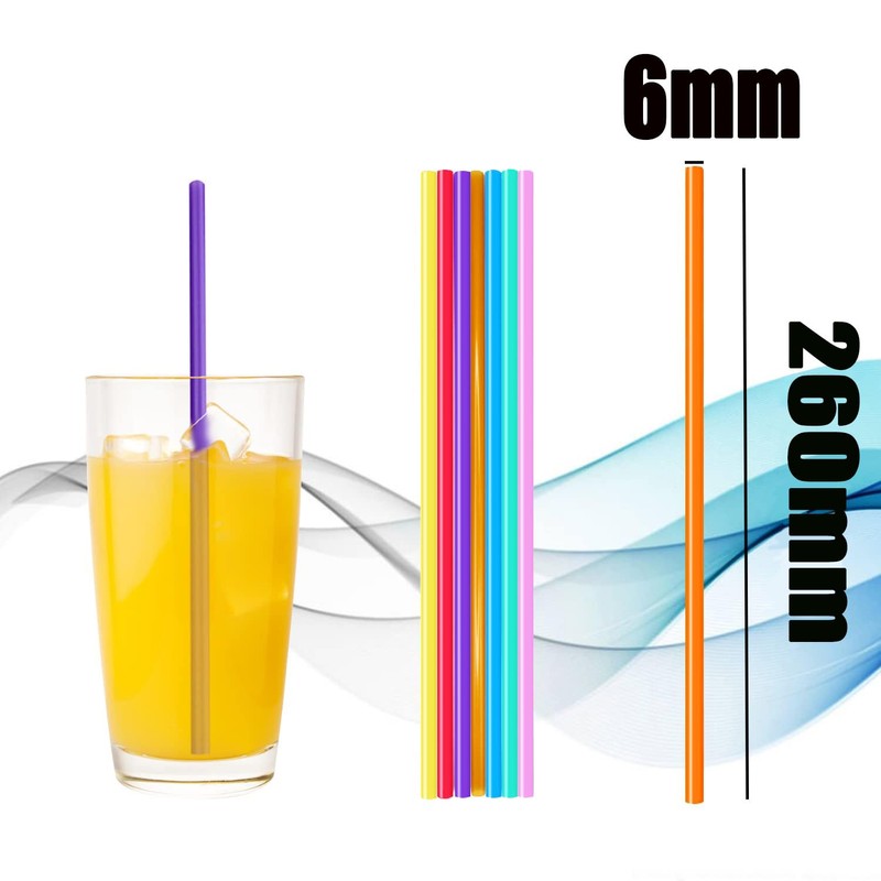 100 Pcs Colorful Plastic Long Disposable Drinking Straws.(0.23''diameter and 10.24"long)