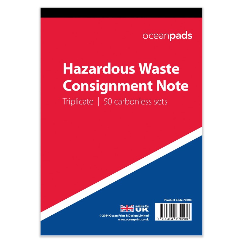 Ocean Pads Hazardous Waste Consignment Note Pad HWCN01v112, A4, 3-Parts