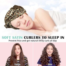 Gwabee 9 rulos de satén sin calor para rizos nocturnos, ideales para dormir. Incluye diadema para rizos y cintas para el cabello.