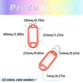 Yosawo 100 Pcs Key Tags Plastic Key Fobs Labels Key Rings Name Tags with Tags for Hotel, Office, School, Luggage