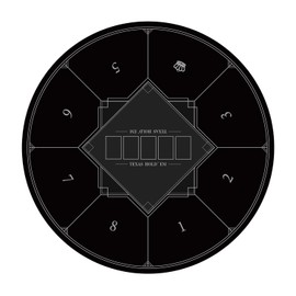 nuveti 24/31/47/55 inch Round Poker Mat for Texas Holdem | Portable Poker Table Top with Art Deco Layout Print 8 Player Game Layout Mat to Play Cards, Poker Games, Blackjack, Casino