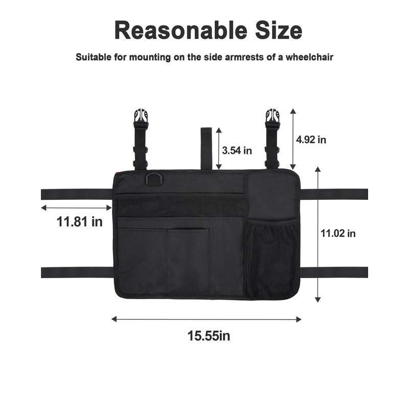 LIGHTMEUP New Upgraded Wheelchair Bag with Mesh Cup Holder for