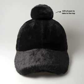 CHOK.LIDS Everyday Winter Fur Baseball Cap for Women Men Fleece Dad Hat Unisex Adjustable Lightweight Polo Style Curved Brim (Black)