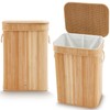 Kritkin 2 Pack Bamboo Slim Trash Can with Lid, 21