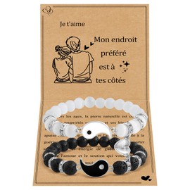 BOCHOI Couple Bracelet Yin Yang Magnetic Bracelet Gift for Couples Partner Bracelets Gift for Him Her Partner Gifts for Boyfriend Girlfriend Wife Husband Wives Valentine's Day