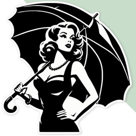 Extra Large 460mm 'Girl with Parasol' Permanent Sticker Decal for Cars/Windows/Bins/Walls (DW00139367)