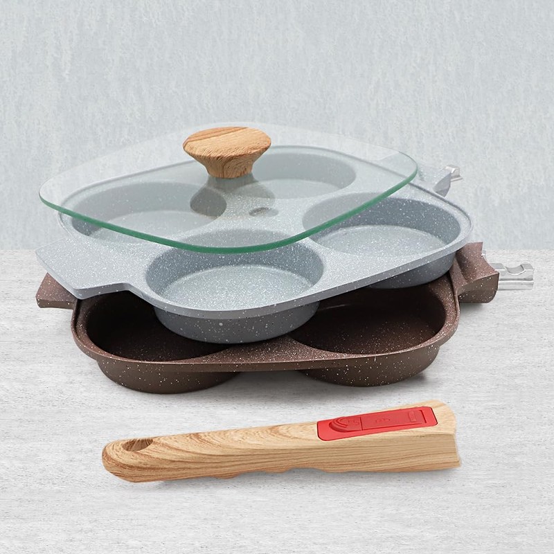 RANX INGST Ceramic Egg Frying Pan with Lid, Nonstick 4