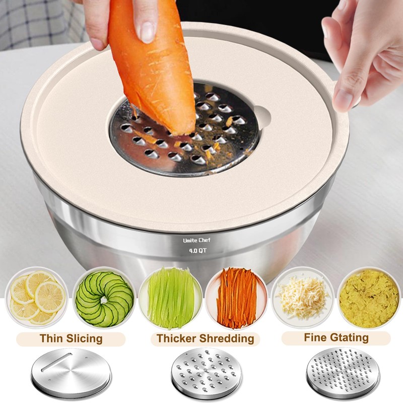 Umite Chef Mixing Bowls with Airtight Lids Set, 8PCS Stainless
