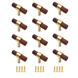 Cabinet Knobs,12-Pack,Addlike Knobs for Dresser Drawers 50mm Length Walnut Drawer Knobs