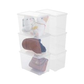 Naivees Shoe Storage Box Clear Plastic Stackable Storage box with Lid Durable Containers for Shoes, Crafts and Art Supplies (6 Pack-12Qt (8-in))