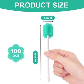 Pack of 100 Oral Care Sticks, Oral Hygiene Cotton Buds, Neutral Flavour, for Cleaning Dental Clinics (Green)
