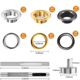 Eyelets 6 mm Eyelet Pliers Set Grommet Tool Kit Eyelets Washers for DIY Leather Craft Fabric Waterproof Tarpaulin Curtains Awning Bags 180 Sets (6 mm)