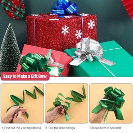 WILLBOND 4.5 Inches Christmas Pull Bows Bulk for Gift Wrapping Gift Bows with Ribbon for Christmas Basket Holiday Party Favor Decoration(36 Pieces)