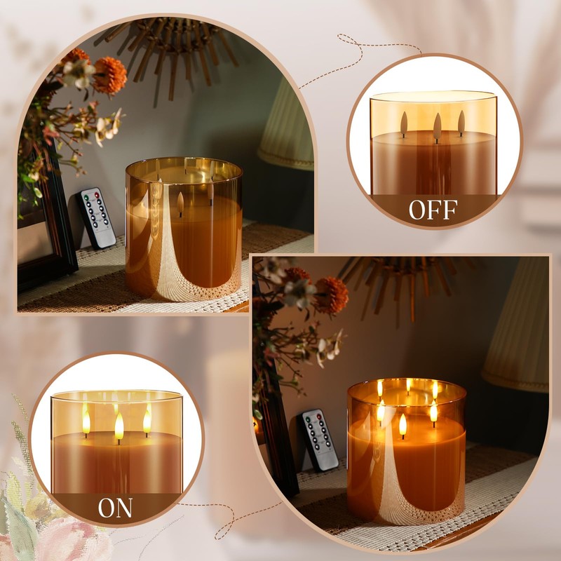 Retisee 1 Pcs 6'' x 6'' Extra Large Flameless Candles,