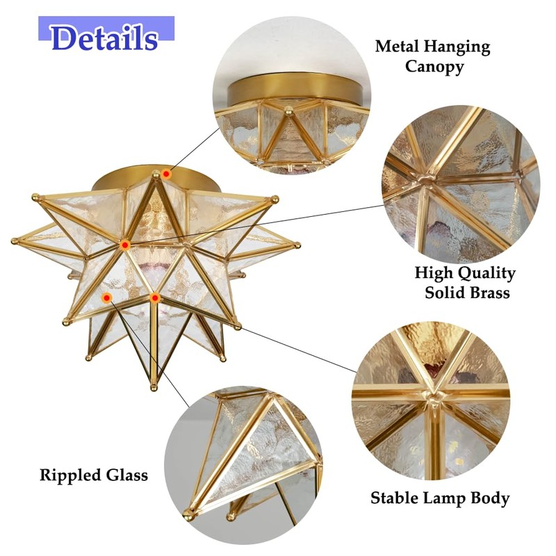 Aeyee Moravian Star Ceiling Light, Moroccan Flush Mount Ceiling Lighting