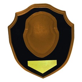 Hunters Specialties Deer Antler Mounting Plaque - Hunting Black Lacquered Plaque Deer Mounting Plaque w/Grained-Vinyl Horn Cap, Brass Plate for Engraving, Hardware Included