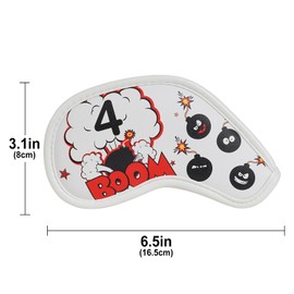 Craftsman Golf Red Bomb White Iron Head Cover Set Magnetic Closure