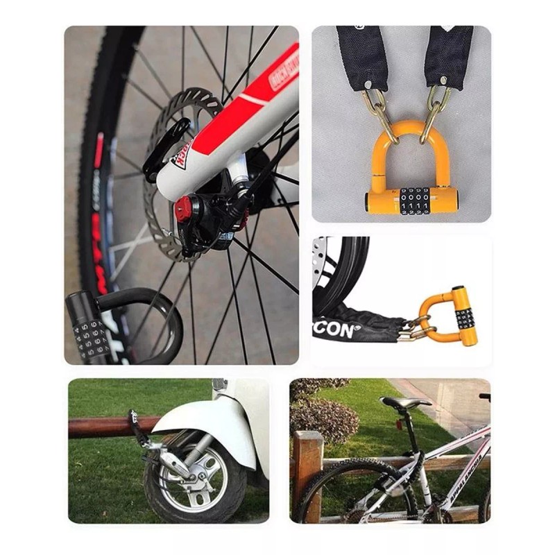 Lecute Candado 4 Digitos Acero Combinacion Bicicleta Moto Bici