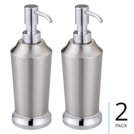 iDesign Stainless Steel Dispenser-Set of 2-Brushed/Chrome Split Finish Preston Soap Pump M2